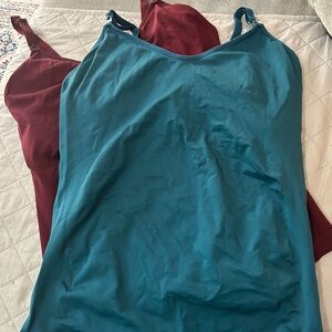 Stretchy and long Teal and Burgundy maternity breastfeeding Tank Tops xl